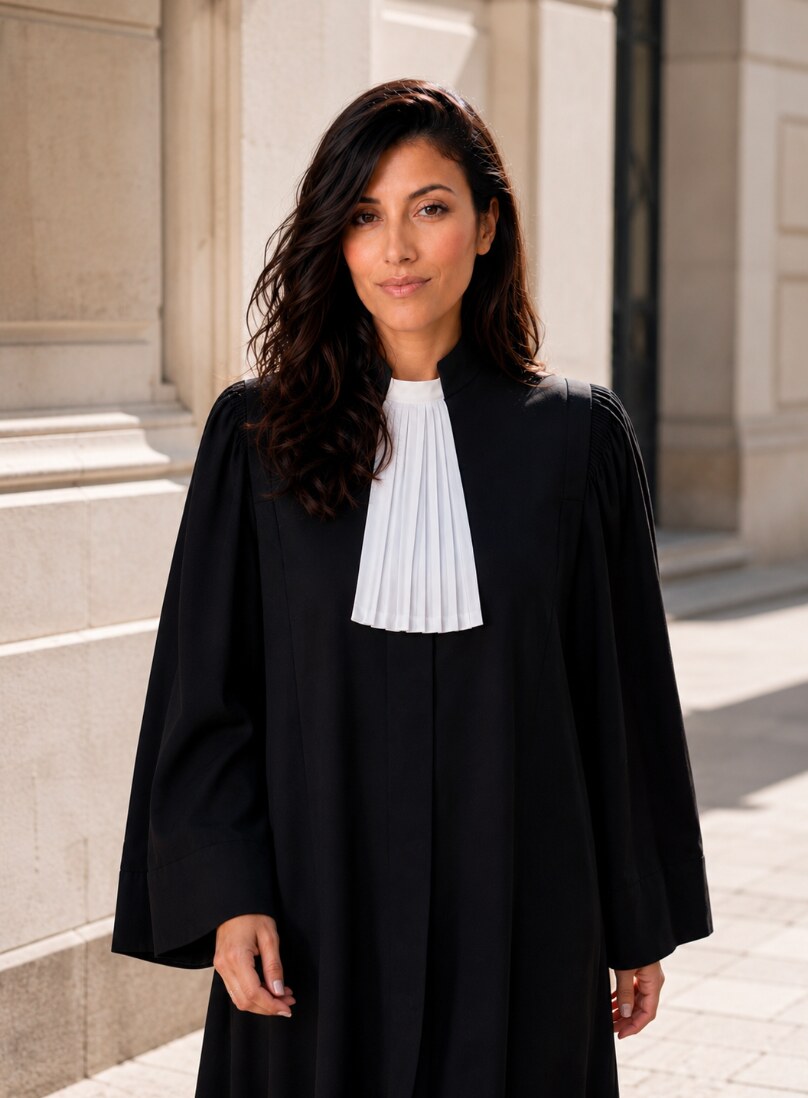 Maître Hannan OTMANI, Avocate au Barreau de Paris, en robe d'avocate