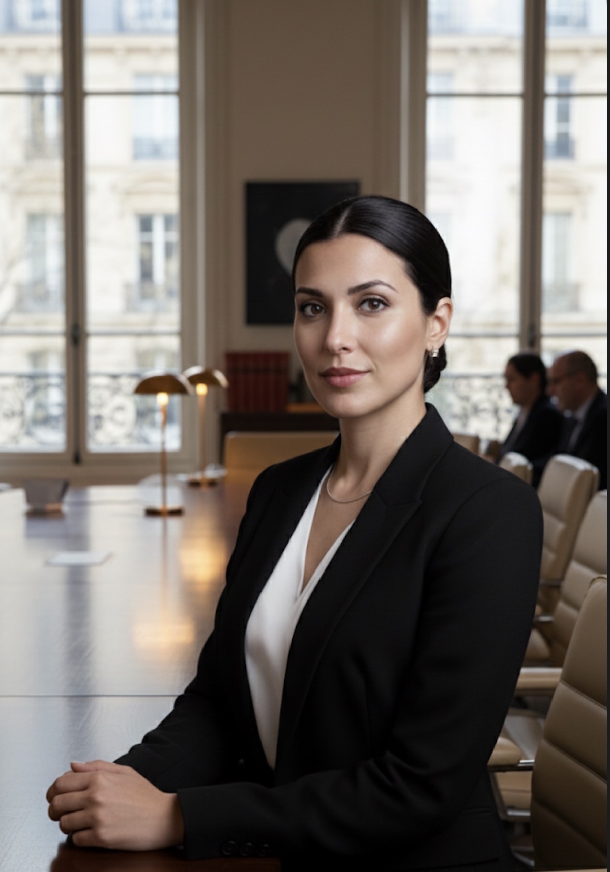 Maître Hannan OTMANI dans son cabinet — environnement de travail haussmannien